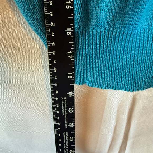 Vintage Kids Over Pacific Teal Teddy Bear Sweater Size 9/10 Fit like 7/8 READ - Picture 3 of 6